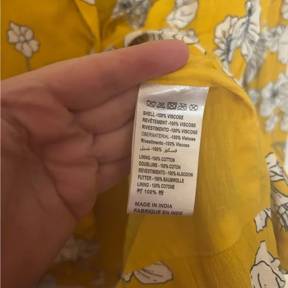 Cleobella Anthropologie Yellow Floral Viscose Blouse Button Front Women’s Size S - Picture 9 of 10